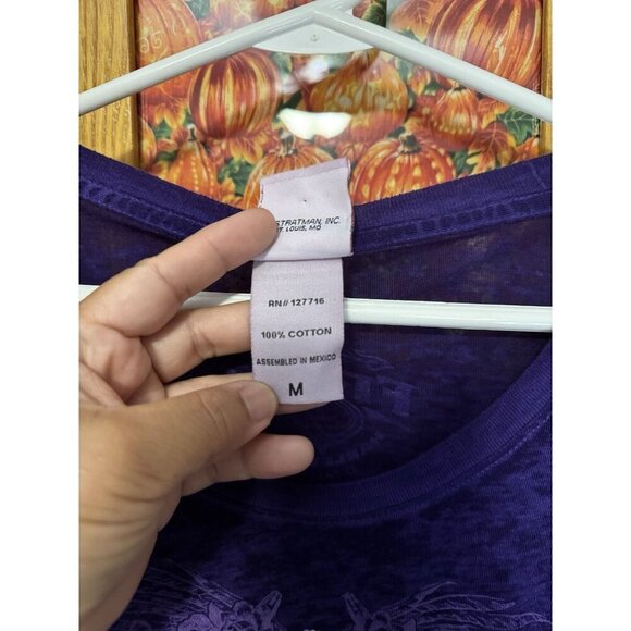 HARLEY DAVIDSON Long Sleeve Purple Shirt Sheer Lightweight Grunge Punk Emo MED - Picture 5 of 9